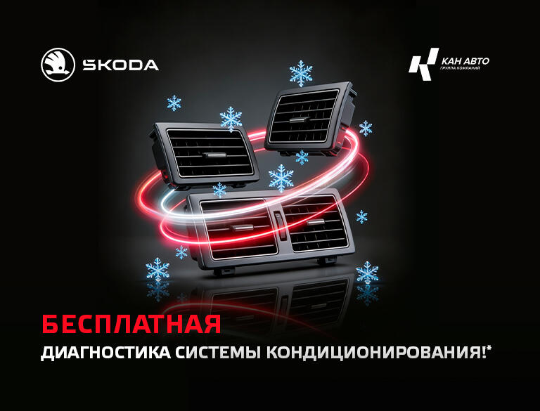 Бесплатная* диагностика системы кондиционирования для автомобилей SKODA!